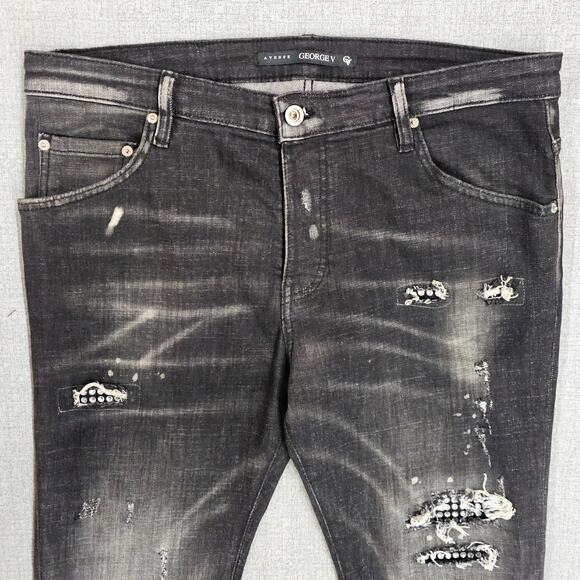 Avenue George V Paris Jeans Mens 36 Black Silver Skater Streetwear Grunge Punk - Picture 3 of 16